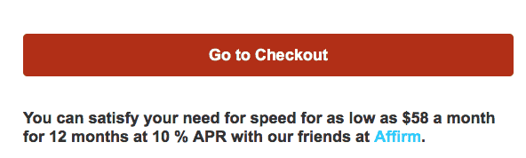 Affirm As Low As offer in a cart abandonment email